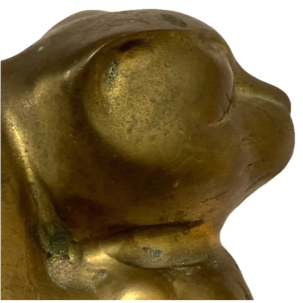 Vintage Brass Sleeping Cat Figurine Statue MCM Large 6